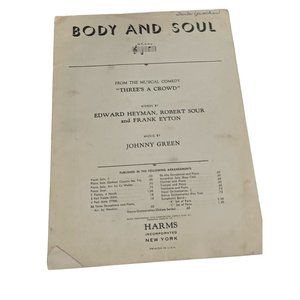 Body and Soul In C 1933 Harms Musical Threes a Crowd